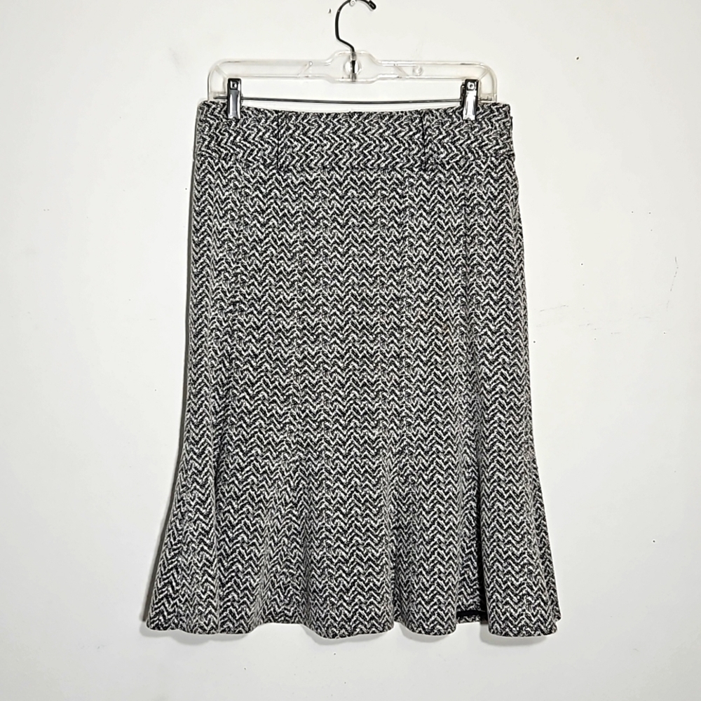 Marisa Christina black and white herringbone print fit and flare skirt - Picture 1 of 6